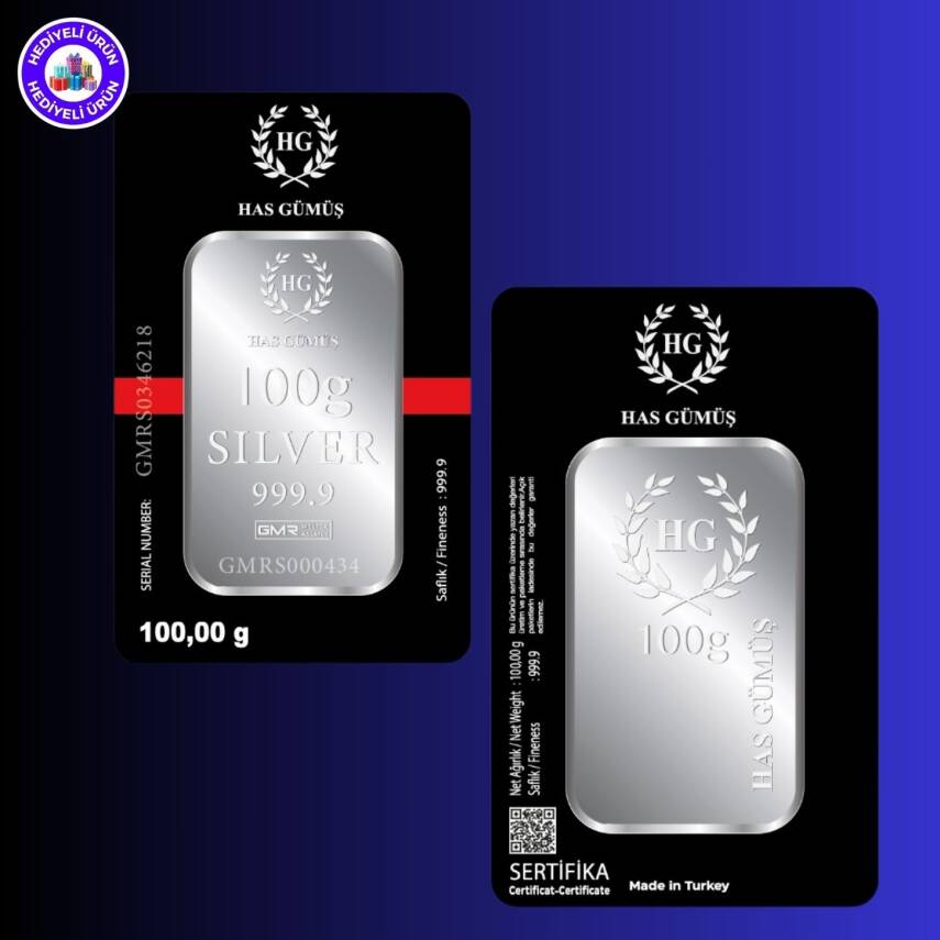 HAS Külçe Gümüş 100gr. (999.9) - 2