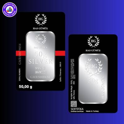 HAS Külçe Gümüş 50gr. (999.9) - 2