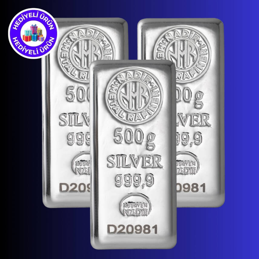 NADİR 3 ADET 500gr. Külçe Gümüş - 1